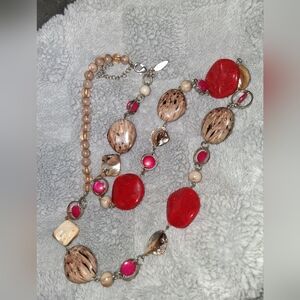 Elegant Red and Pink Beaded Necklace
